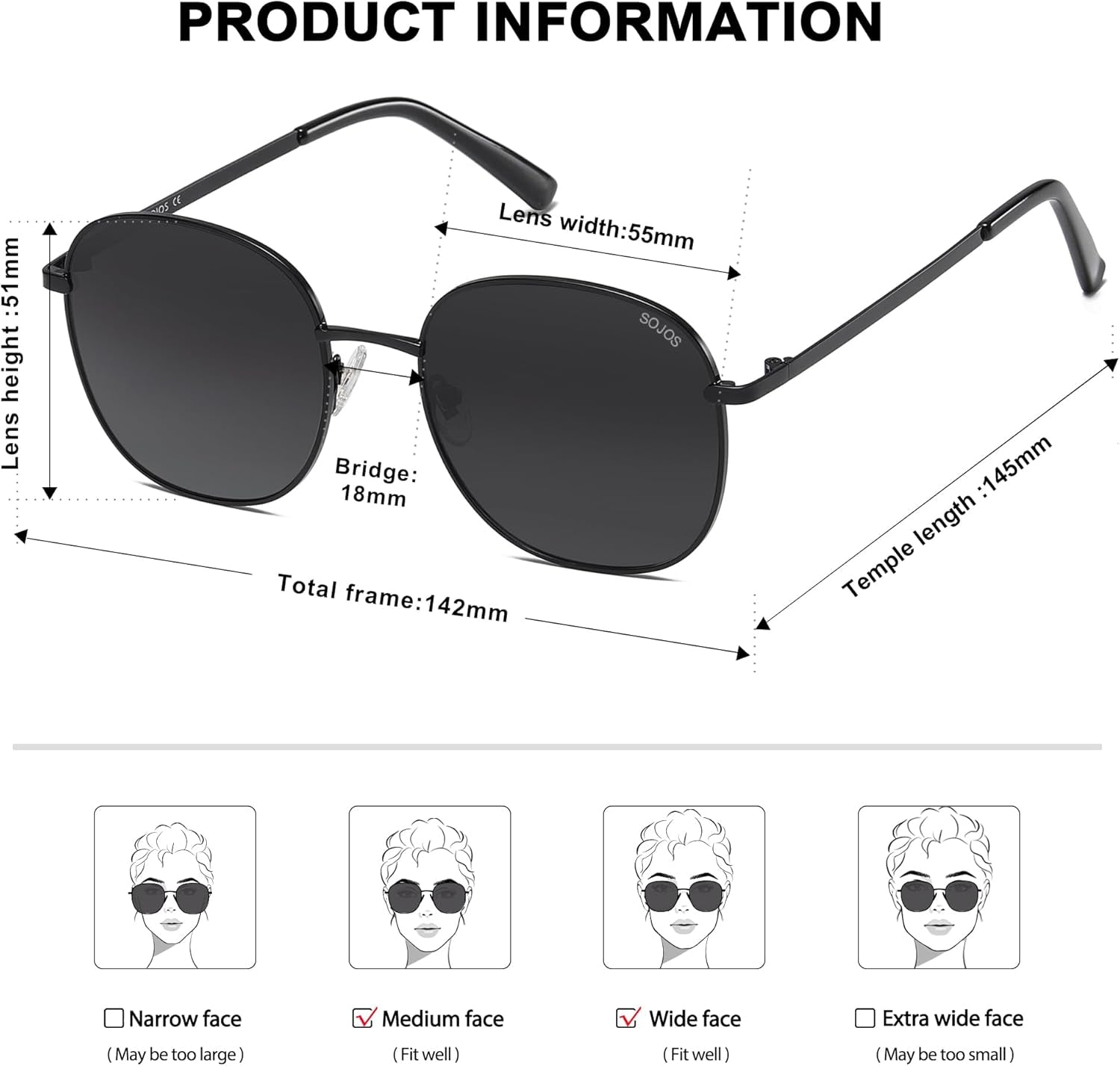 Classic Trendy Square Sunglasses 