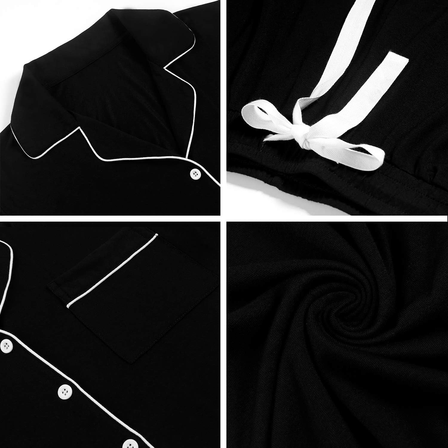 Black Scandalous Women's Pajamas Set Short Sleeve