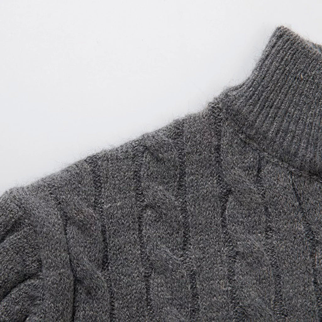 Quarter Zip Sweater for Men, Cable Knit Crew Neck