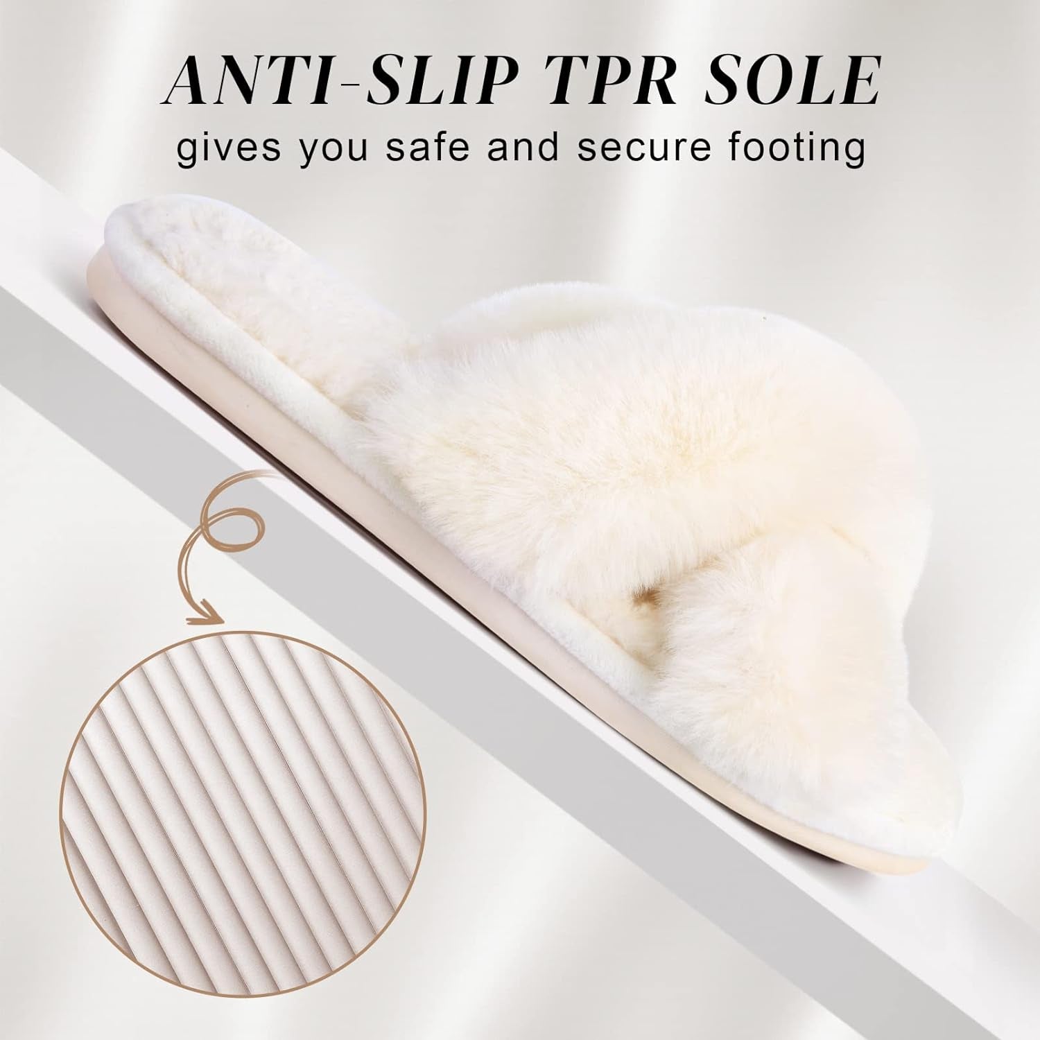 Women's Cross Band Fuzzy Slippers