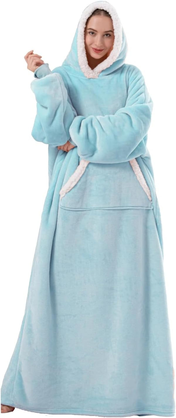 Unisex Wearable Blanket Hoodie (Baby Blue)