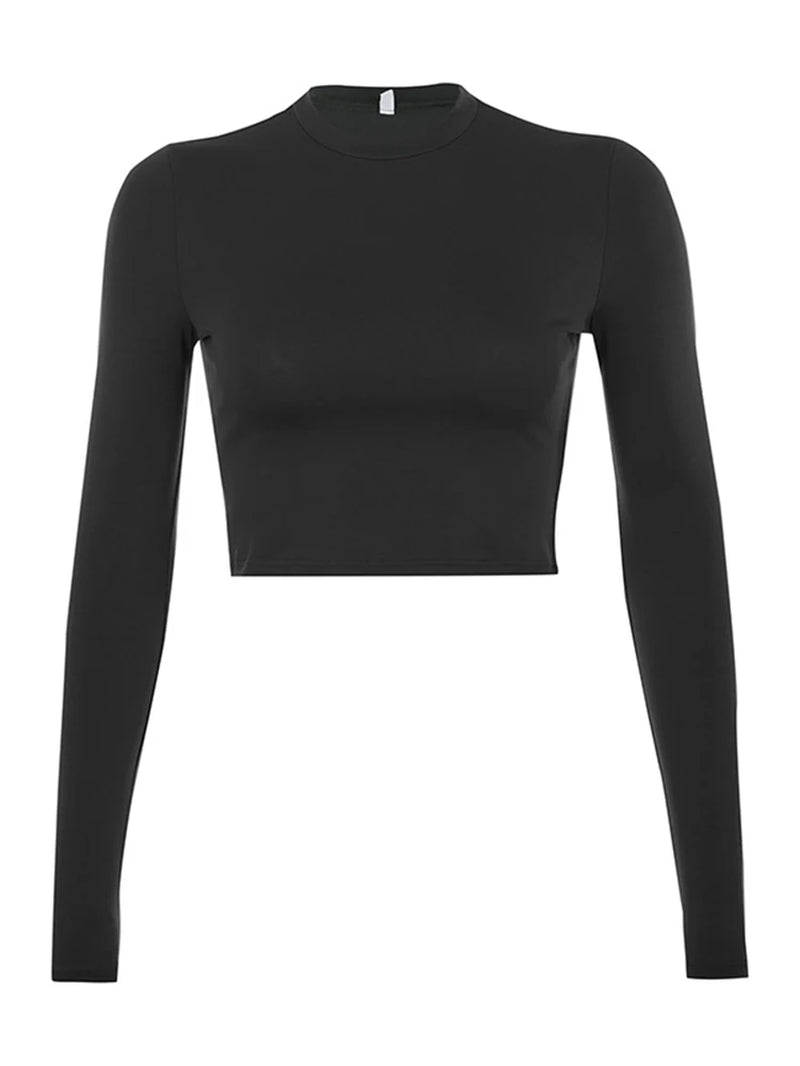 Trendy Basic Long Sleeve Women's Cropped T-shirt 