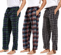 1Pack or 3Pack Mens PJ Pajama Pants Bottoms Fleece Lounge Pants Sleepwear Plaid Pjs with Pockets Microfleece