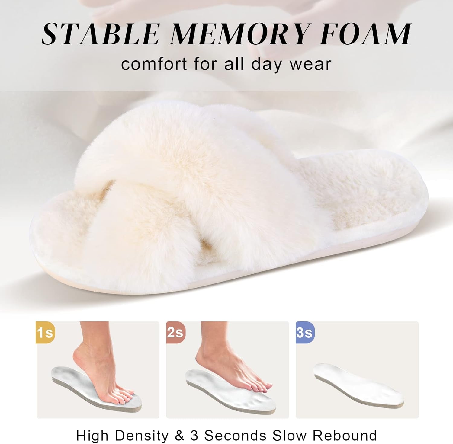 Women's Cross Band Fuzzy Slippers