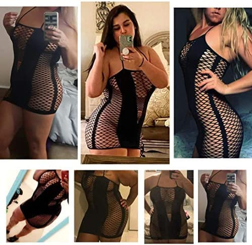 Large Lingerie for Women Fishnet Dress Bodysuit