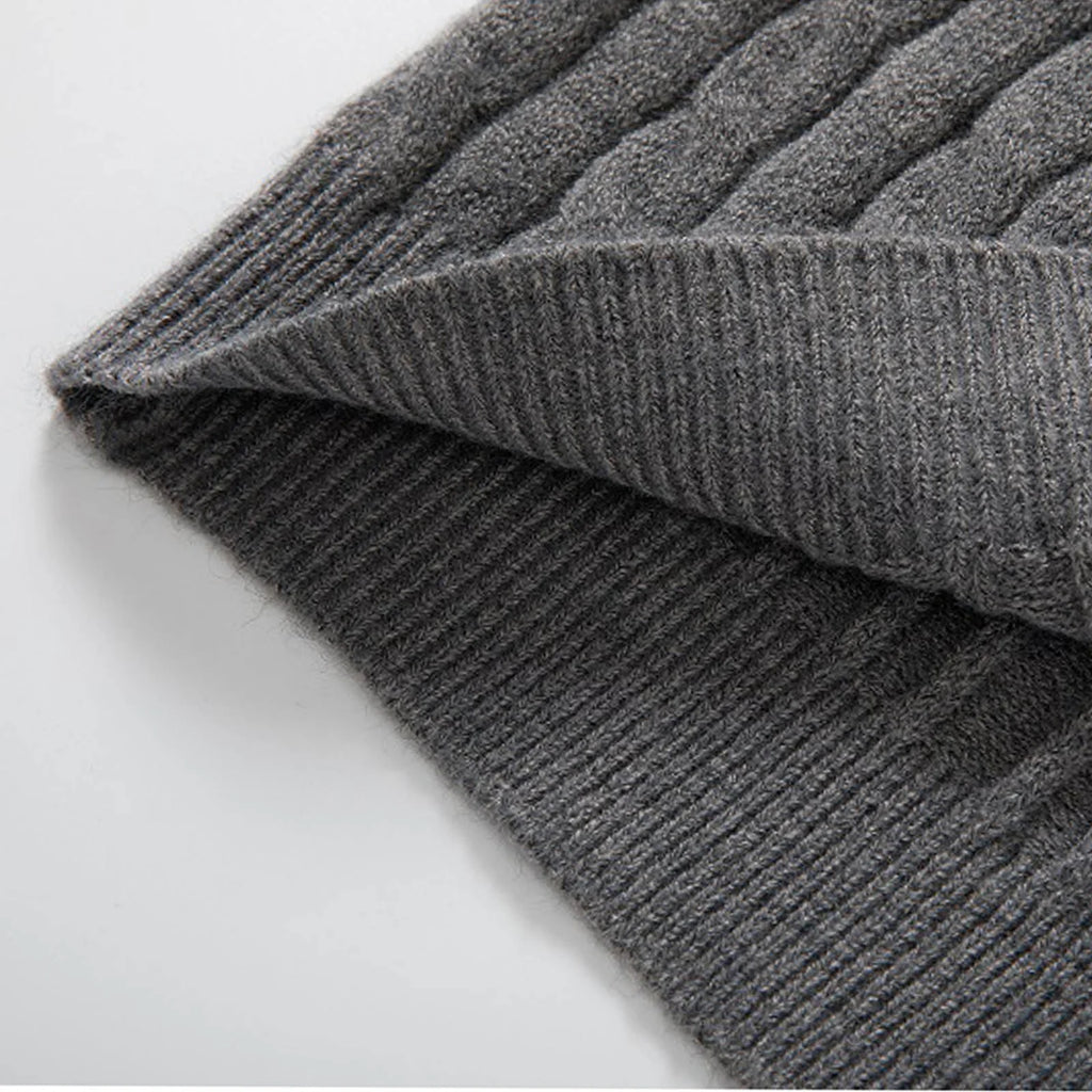 Quarter Zip Sweater for Men, Cable Knit Crew Neck