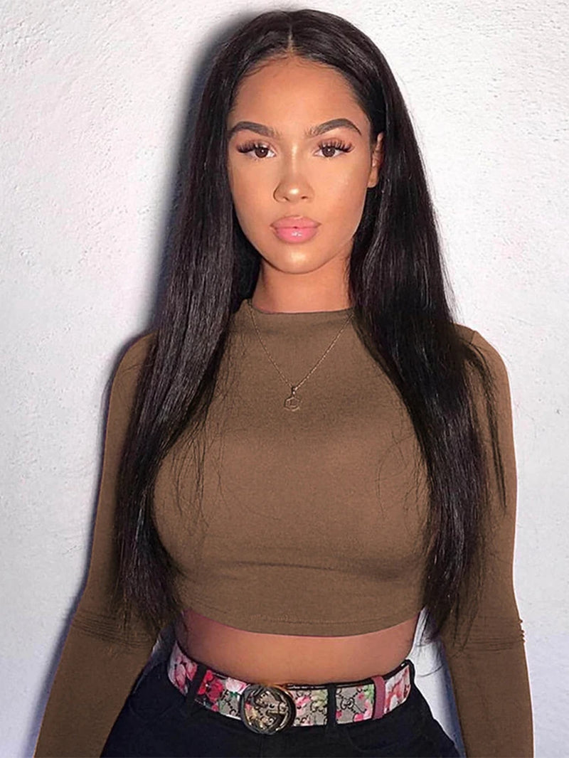 Trendy Basic Long Sleeve Women's Cropped T-shirt 