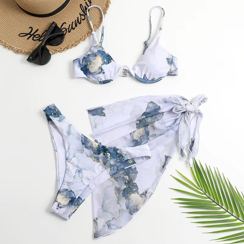 Sexy Marble Print Bikini Set