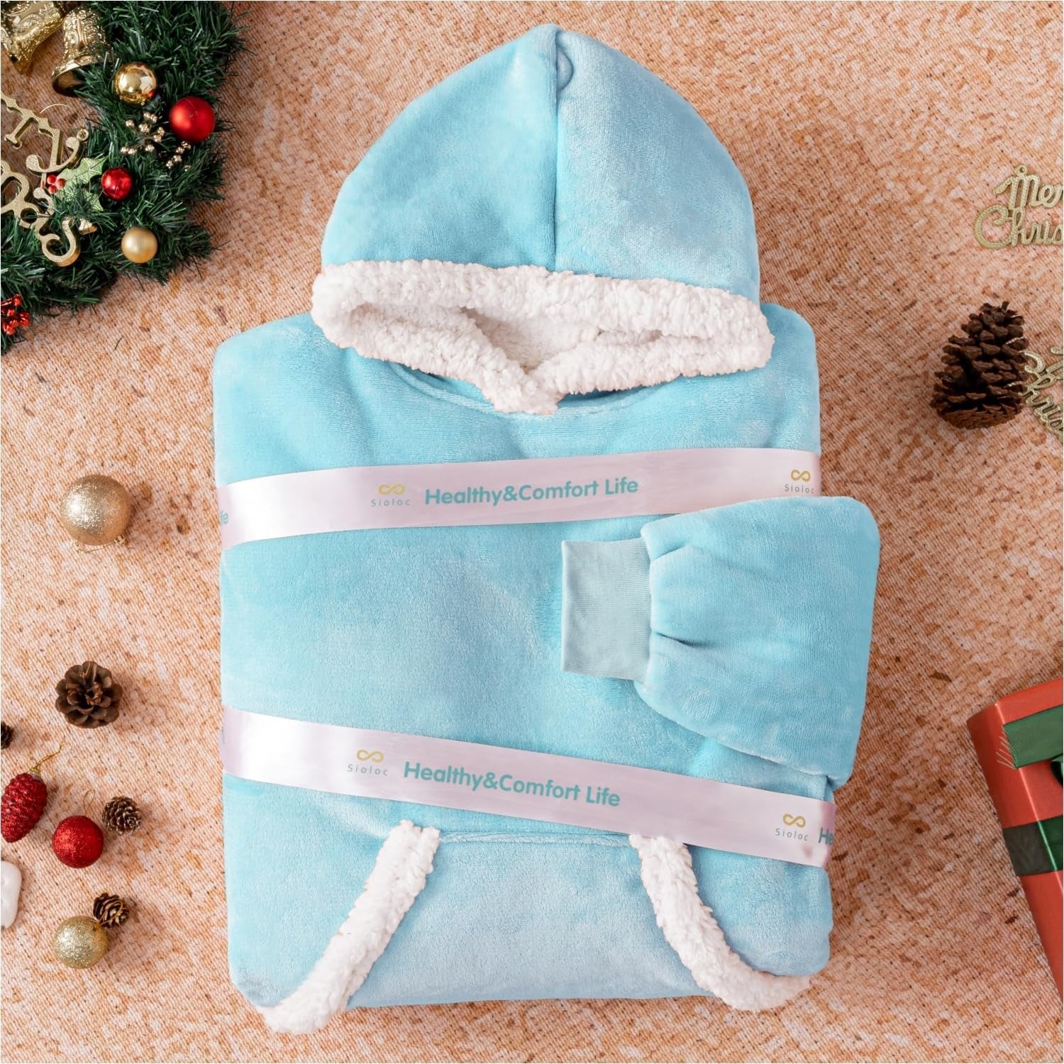 Unisex Wearable Blanket Hoodie (Baby Blue)