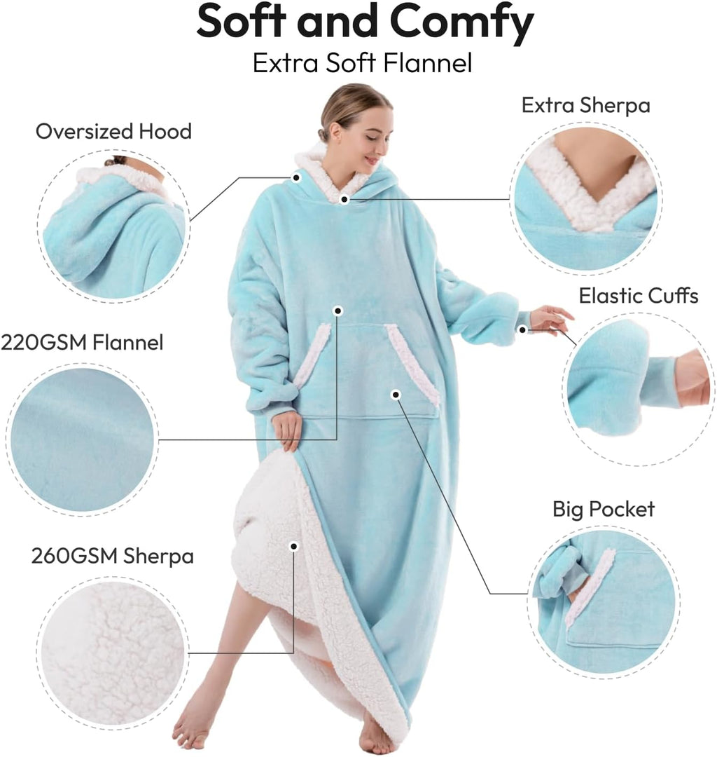 Unisex Wearable Blanket Hoodie (Baby Blue)